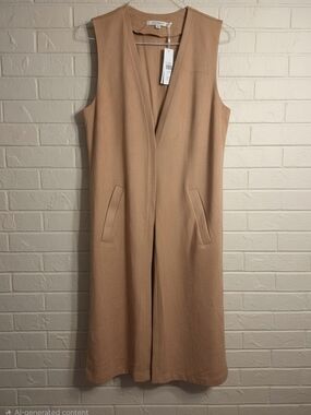 Buddy Love Sleeveless Long Vest Jumpsuit in Camel Size M SUEDE